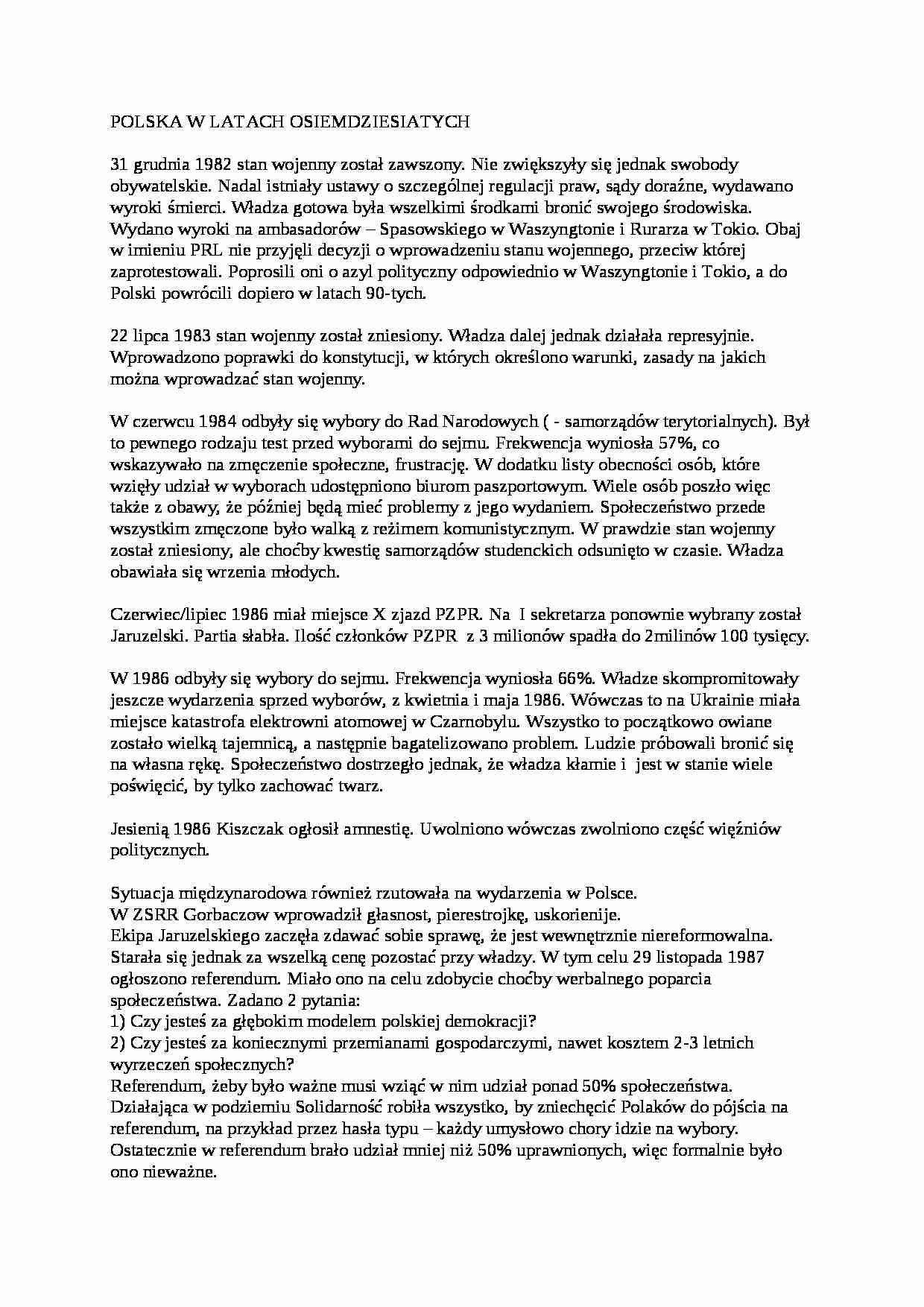 Polska w latach osiemdziesiątych  - strona 1