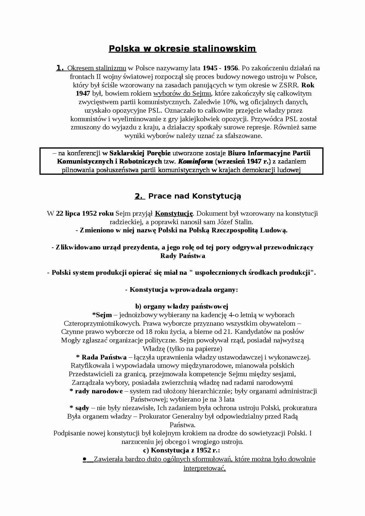 Polska w okresie stalinowskim - strona 1