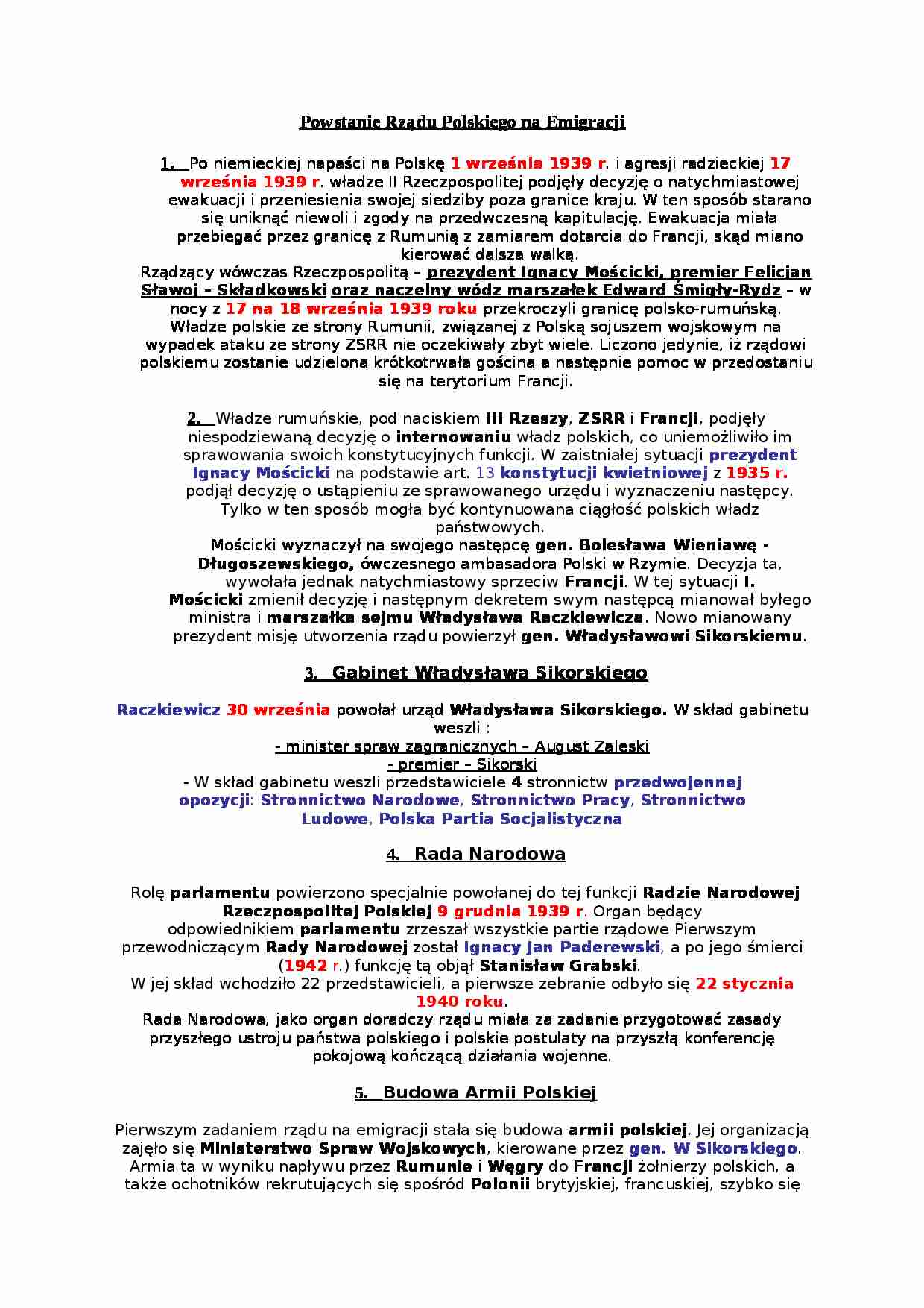 Powstanie Rządu Polskiego na Emigracji - strona 1