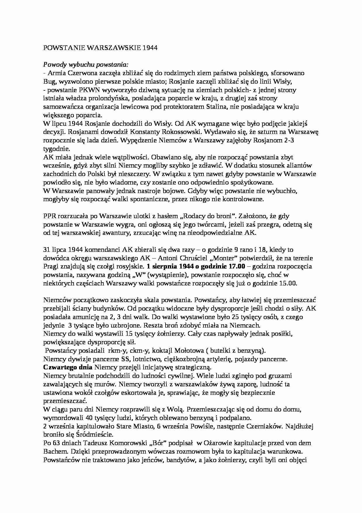Powstanie Warszawskie 1944 - strona 1