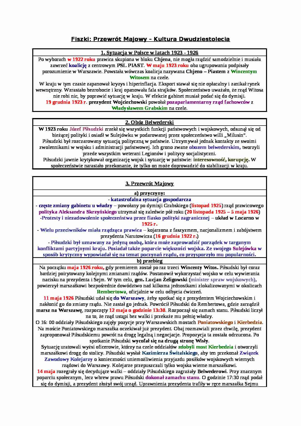 Przewrót majowy i kultura dwudziestolecia  - strona 1