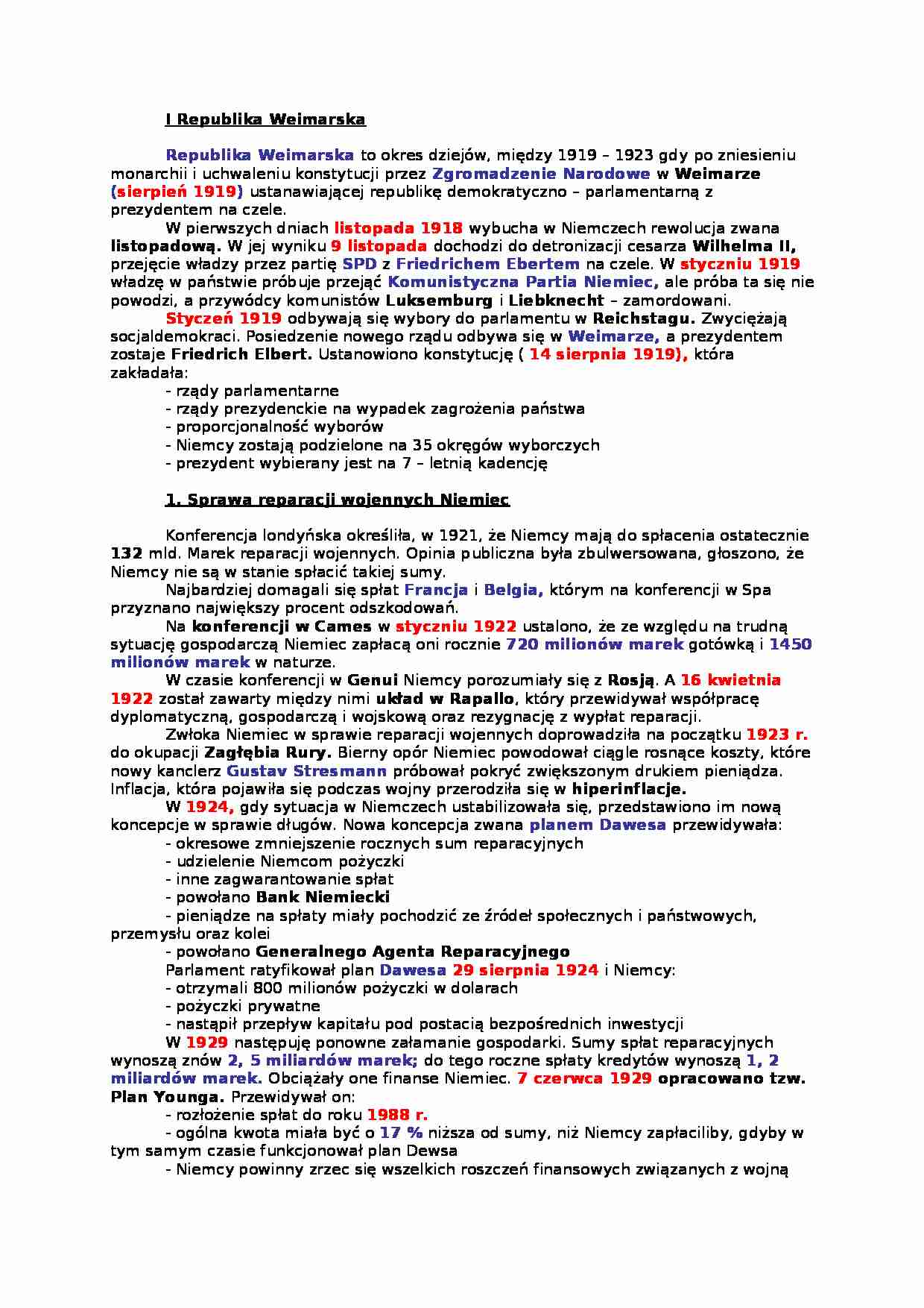 Republika Weimarska - strona 1