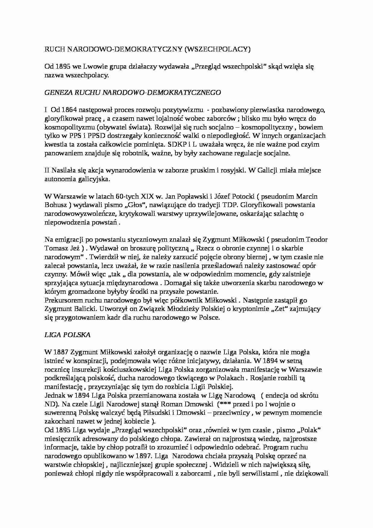 Ruch Narodowo-Demokratyczny (Wszechpolacy)  - strona 1