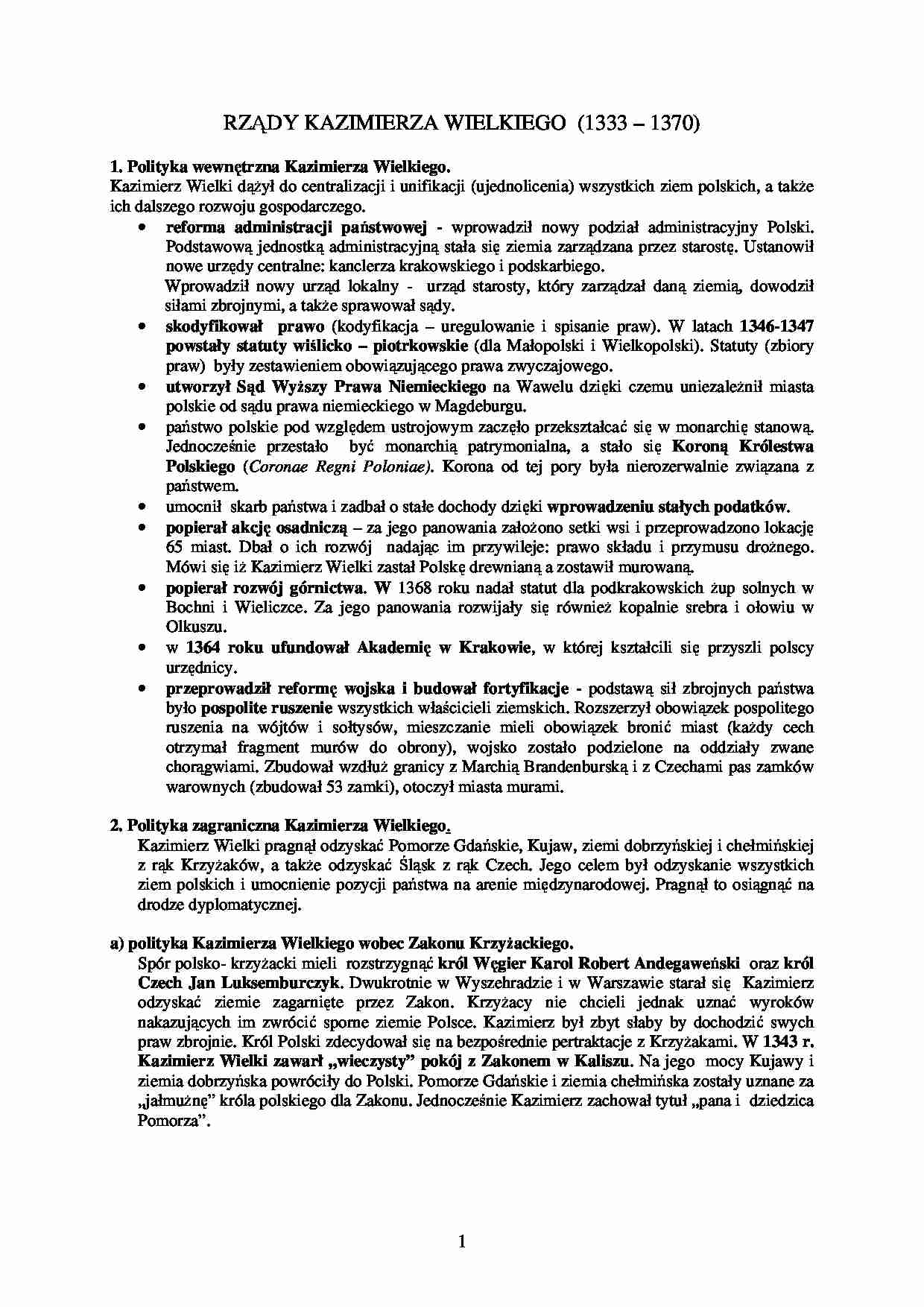 Rządy Kazimierza Wielkiego - strona 1
