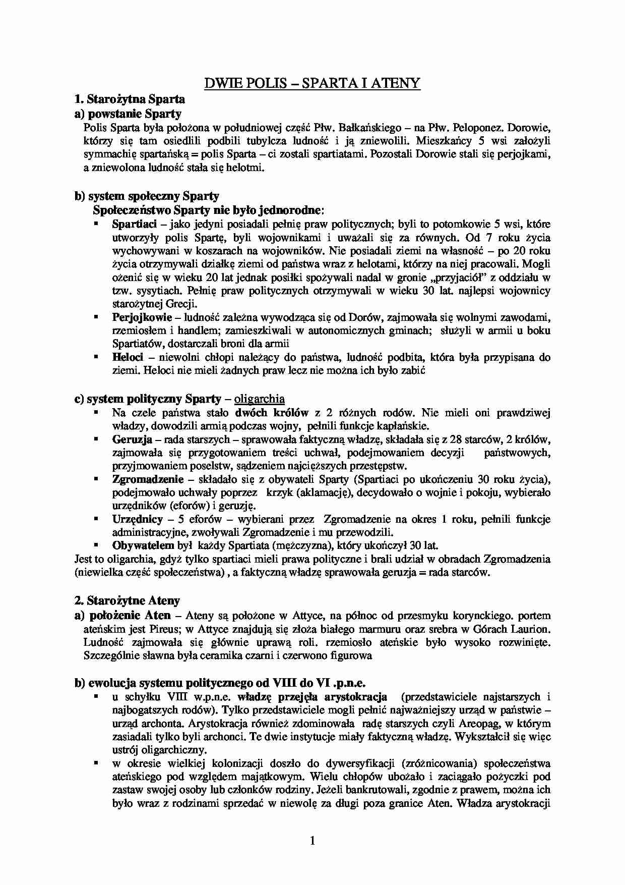 Dwie polis - Sparta i Ateny  - strona 1