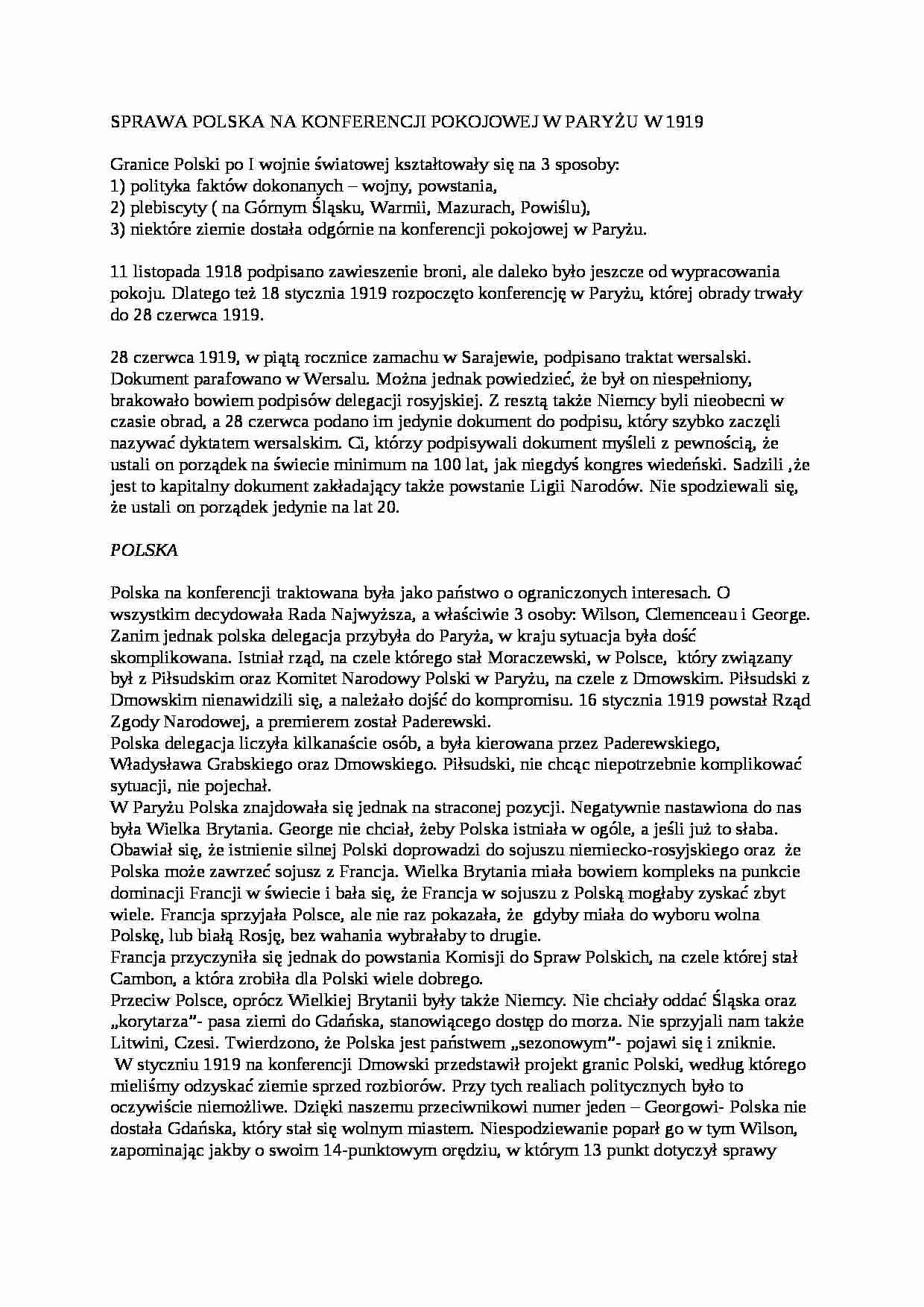 Sprawa polska na konferencji w Paryżu: 1919 r. - strona 1