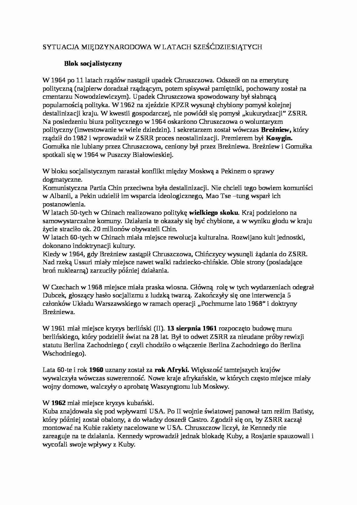 Sytuacja międzynarodowa w latach sześćdziesiątych  - strona 1