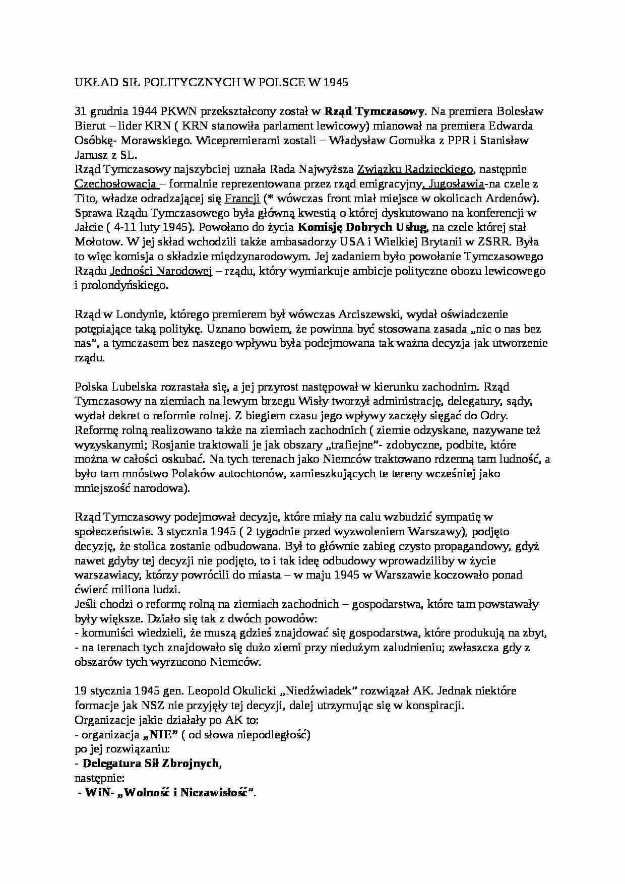 Układ sił politycznych w Polsce w 1945 r.  - strona 1
