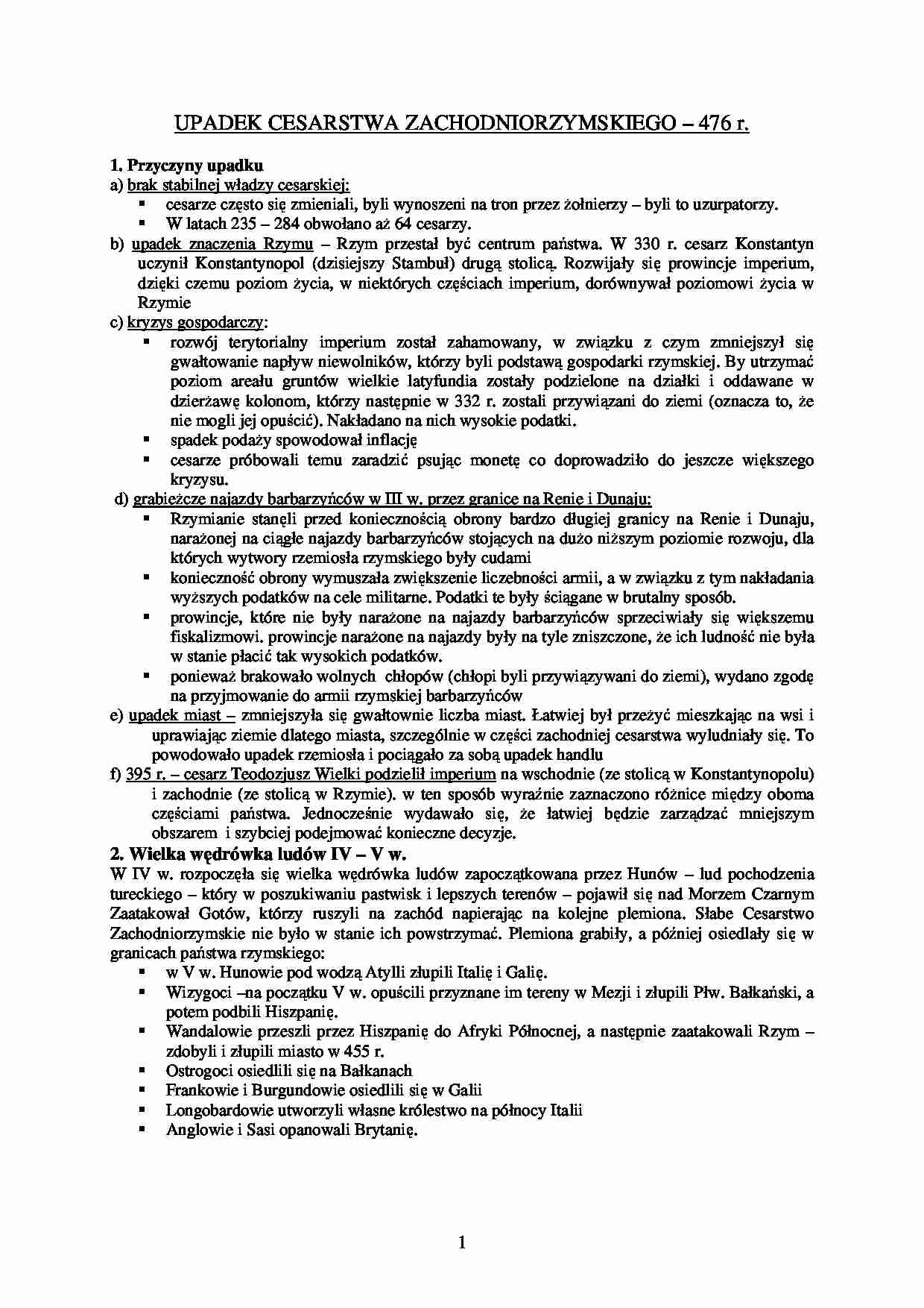 Upadek Cesarstwa Zachodniorzymskiego  - strona 1
