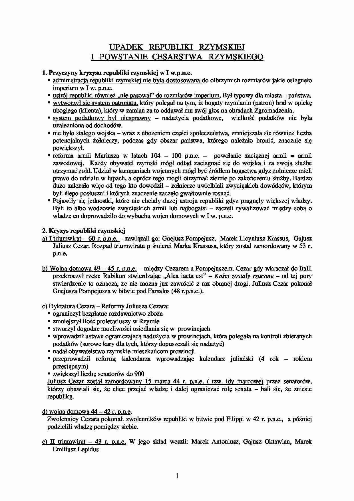 Upadek Republiki Rzymskiej  - strona 1