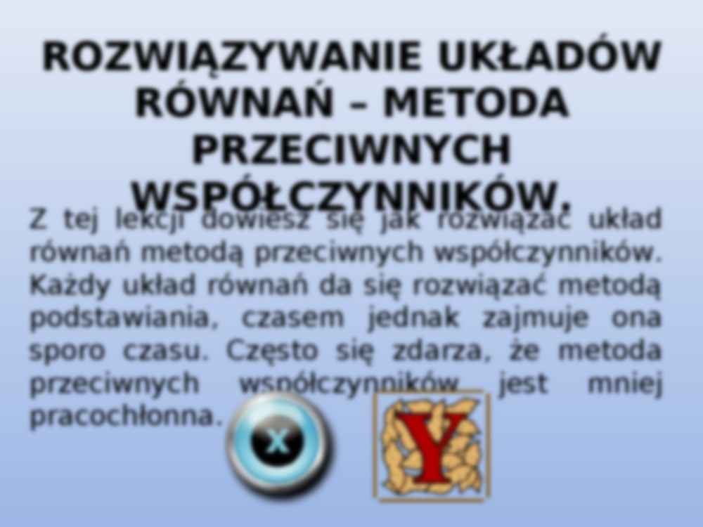 Układy równań - metoda przeciwnych współczynników - strona 2