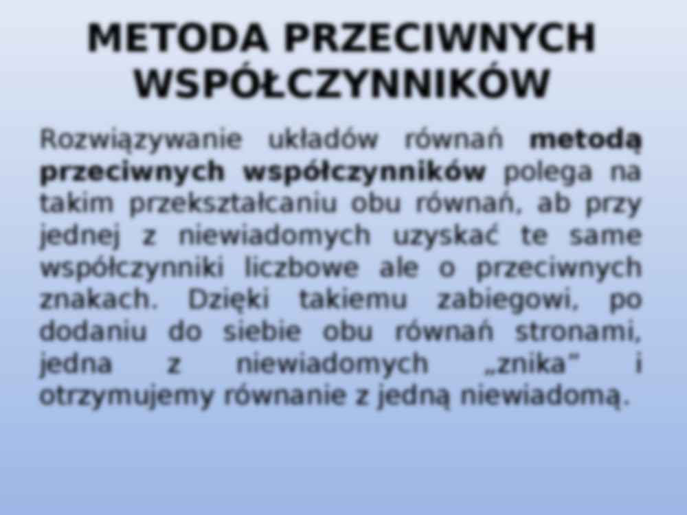 Układy równań - metoda przeciwnych współczynników - strona 3