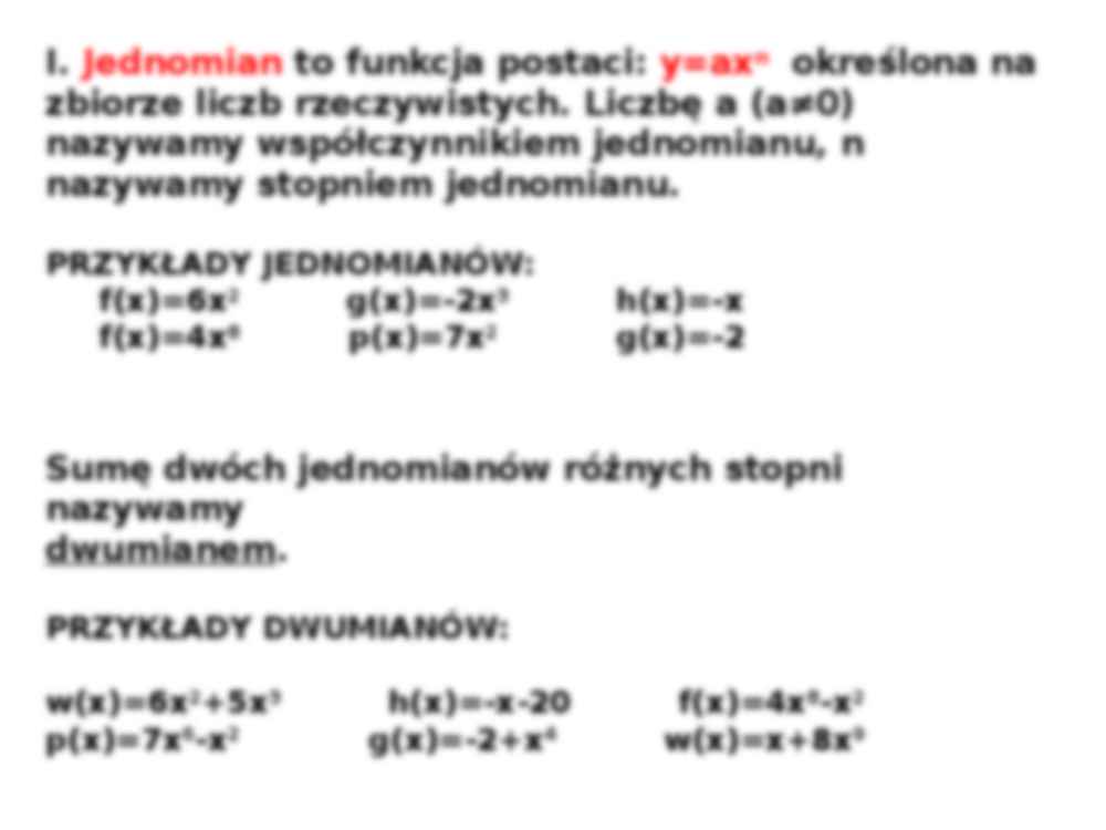 Wielomiany - podstawowe informacje  - strona 2