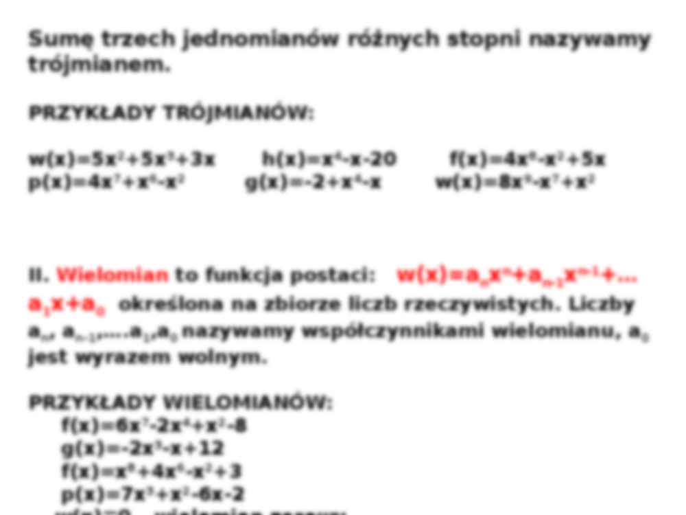 Wielomiany - podstawowe informacje  - strona 3