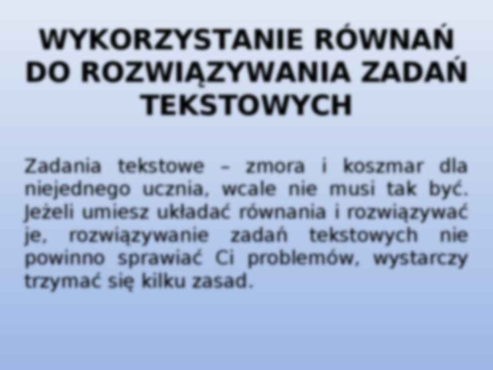 Równania w zadaniach tekstowych  - strona 2
