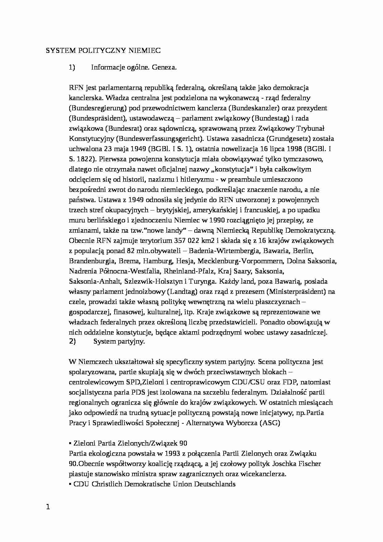 System polityczny Niemiec - strona 1