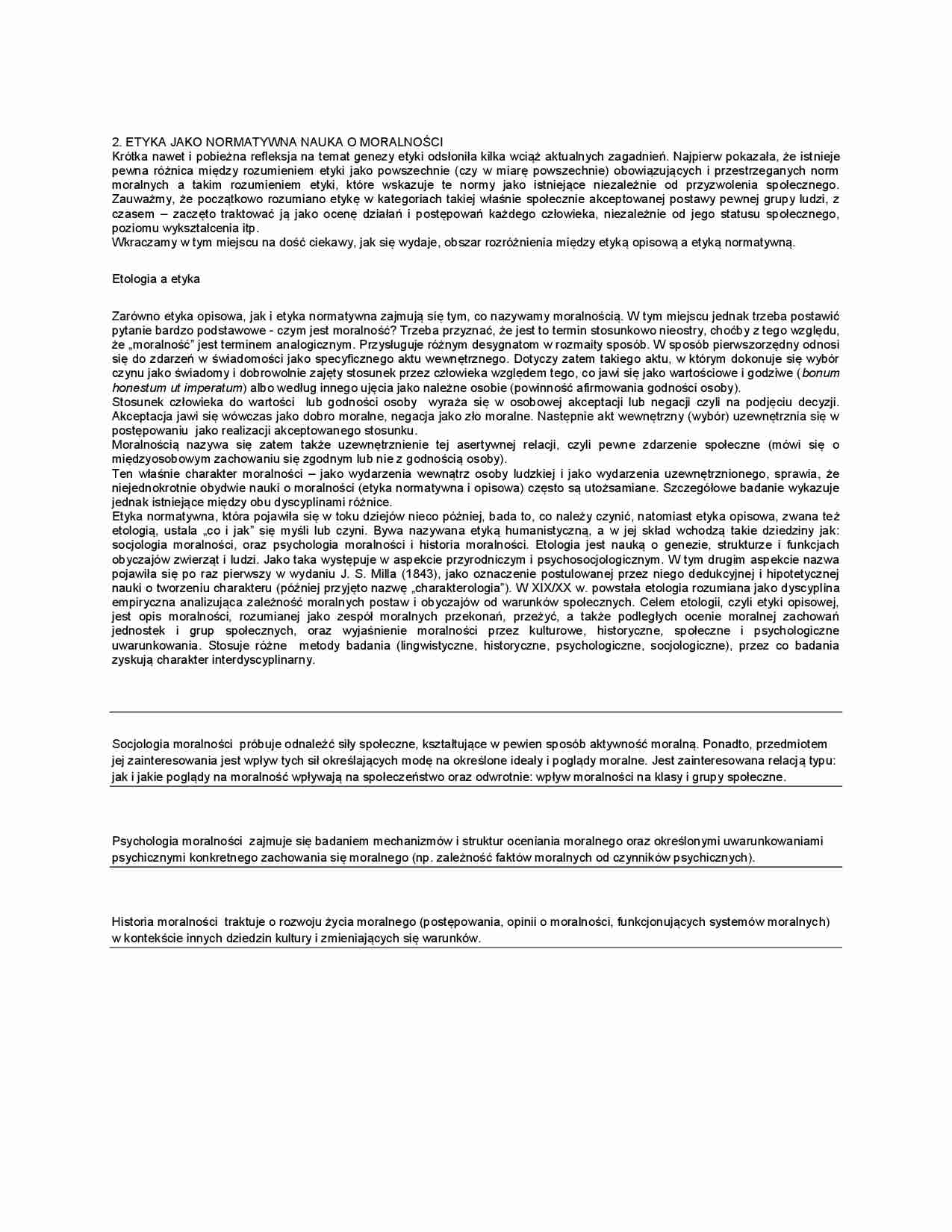 Etyka jak normatywna nauka o moralności - strona 1