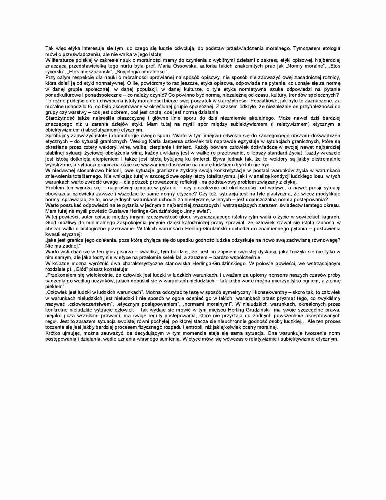 Przedmiot etyki - definicja - strona 1