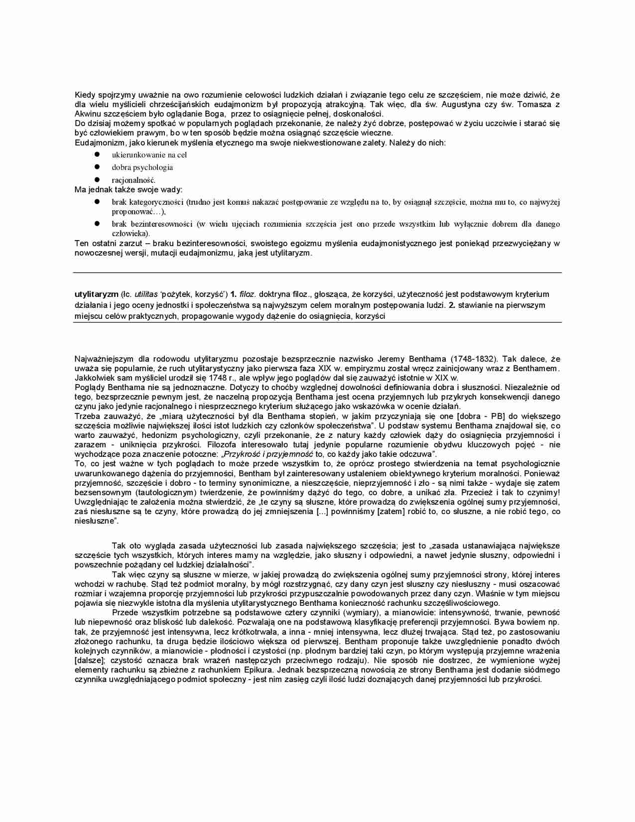 Eudajmonizm, jako kierunek myślenia etycznego - strona 1