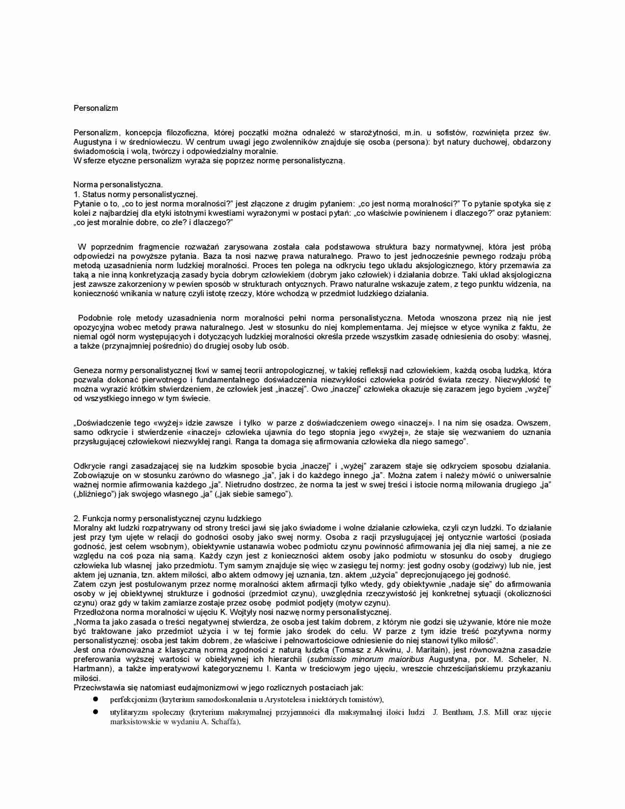 Personalizm i norma personalistyczna - strona 1