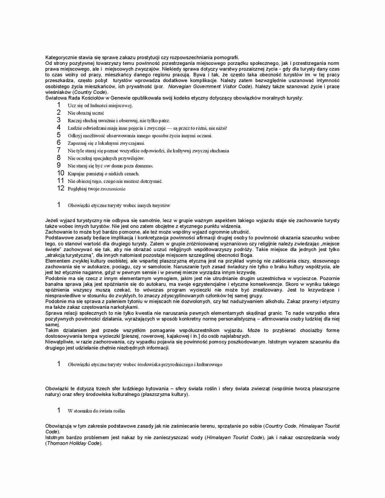 Kodeks etyczny obowiązków moralnych turysty - strona 1