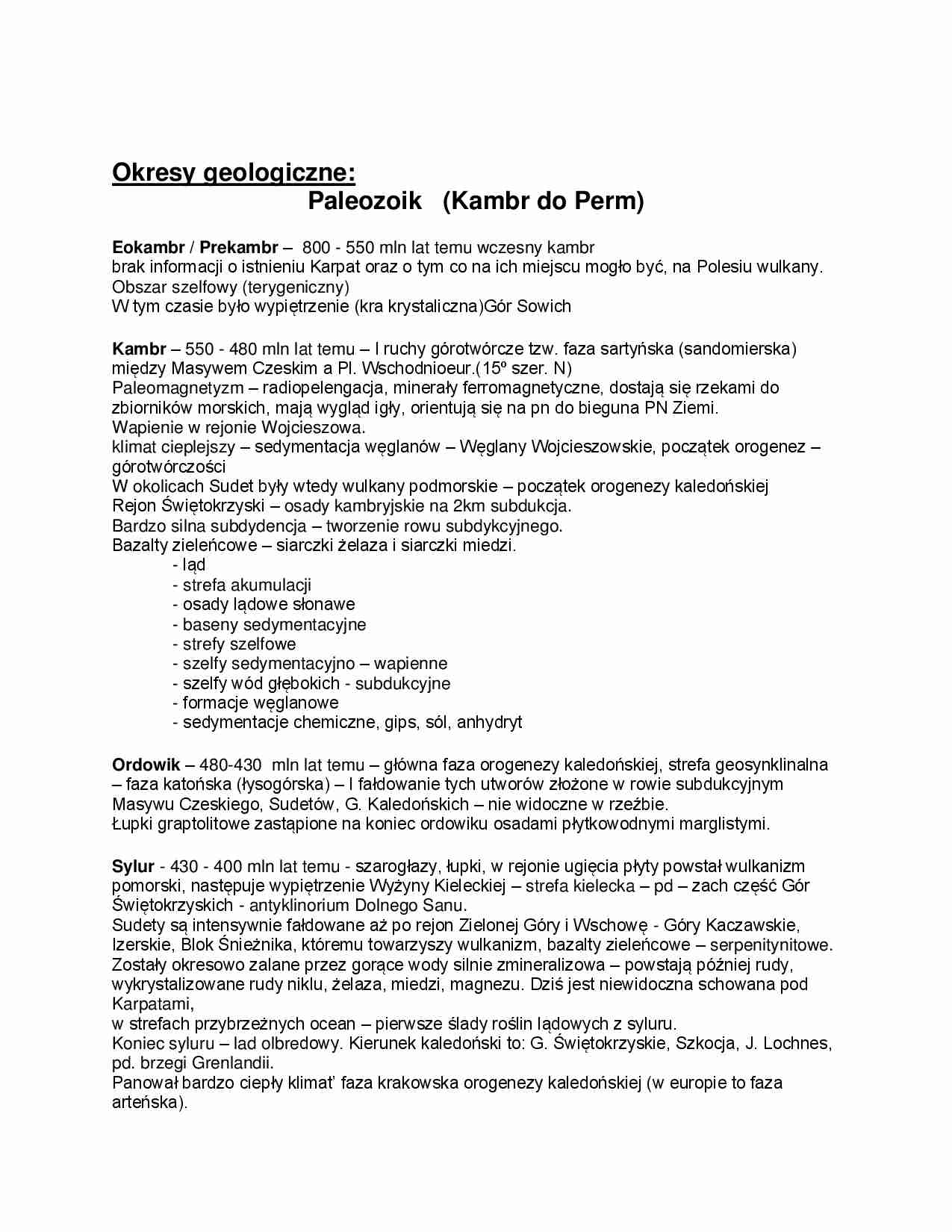 Paleozoik - okresy geologiczne - strona 1