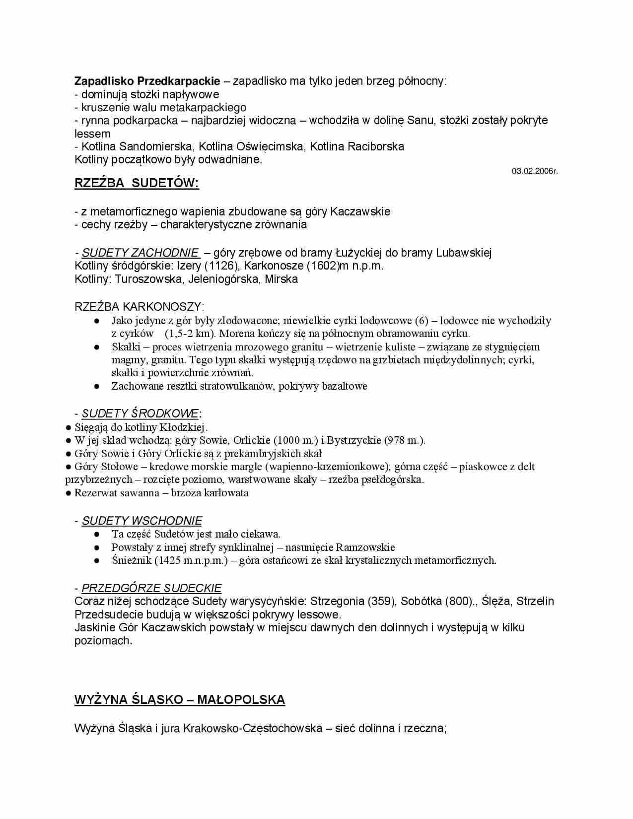 Zapadlisko Przedkarpackie - rzeźba Sudetów - strona 1