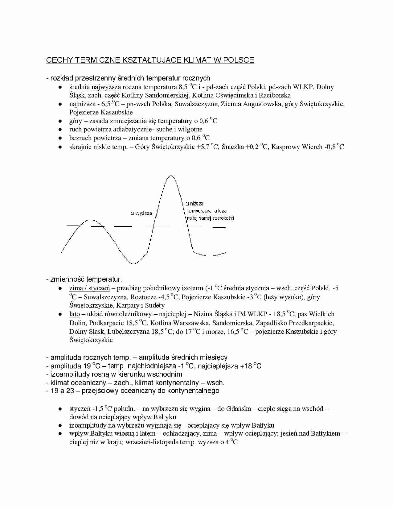 Cechy termiczne kształtujące klimat w Polsce - strona 1