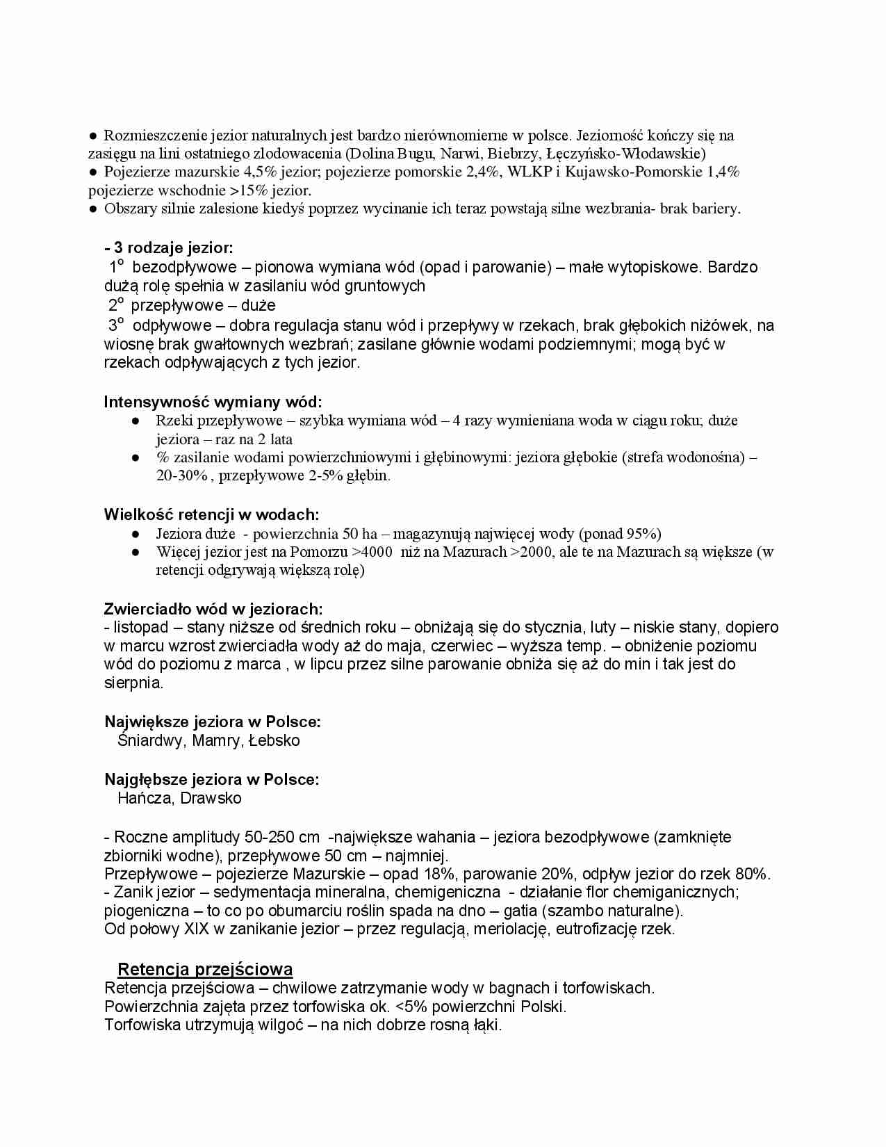 Rodzaje jezior w Polsce - strona 1