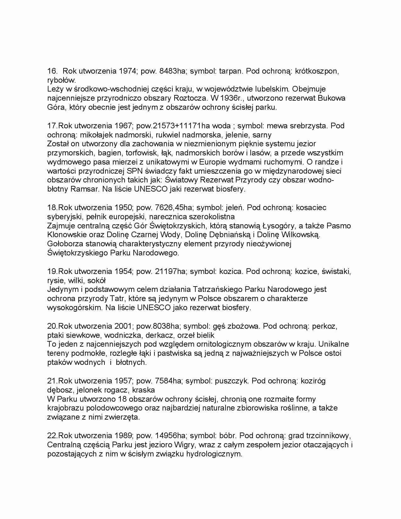 Formy ochrony przyrody w Polsce - strona 1