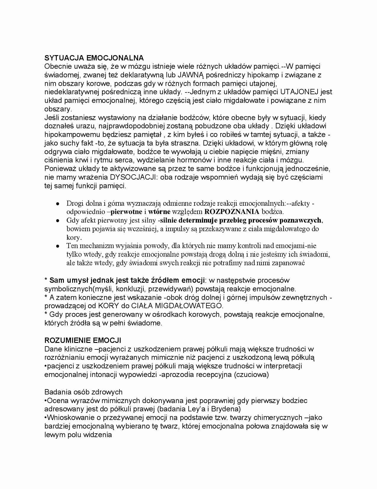 Sytuacja emocjonalna - wykład - strona 1
