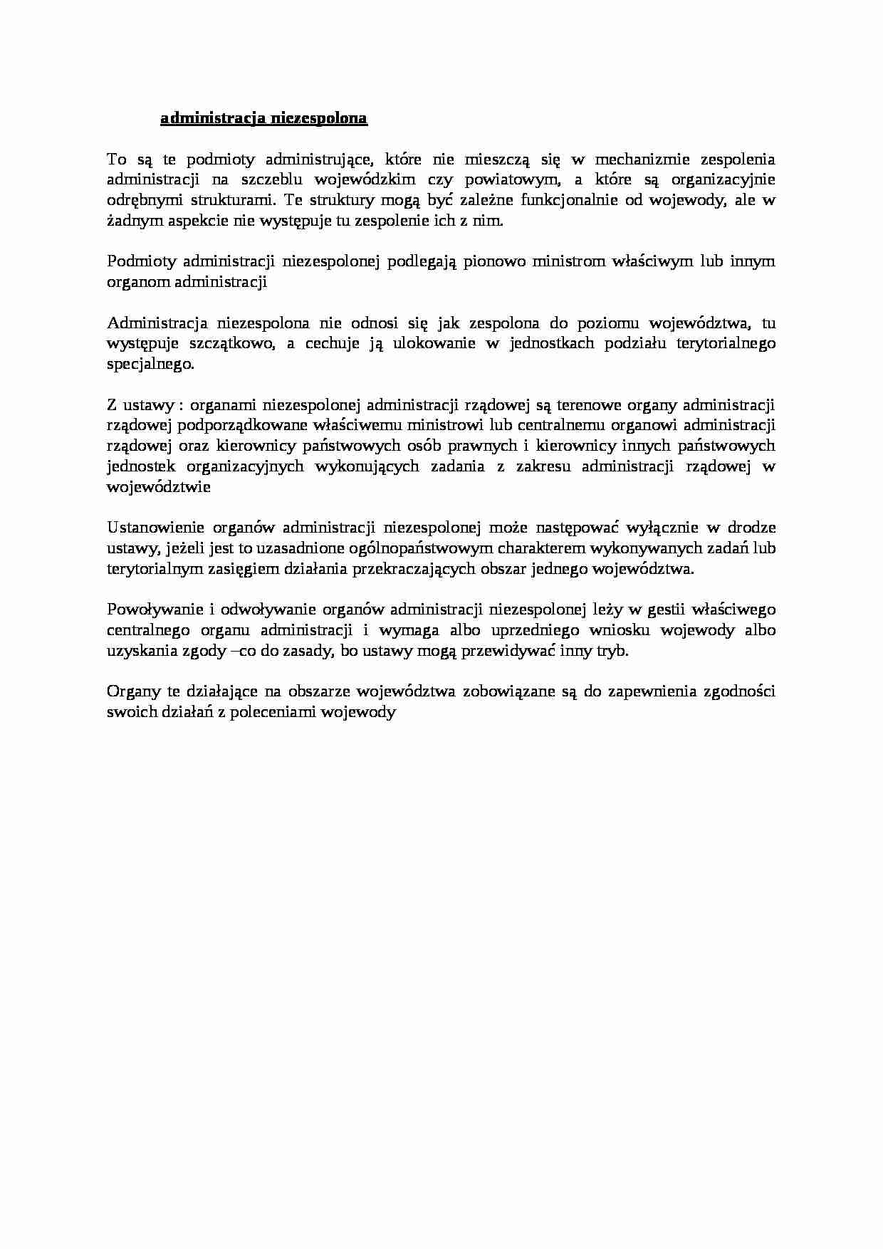 administracja niezespolona  - omówienie zagadnienia 2 - strona 1