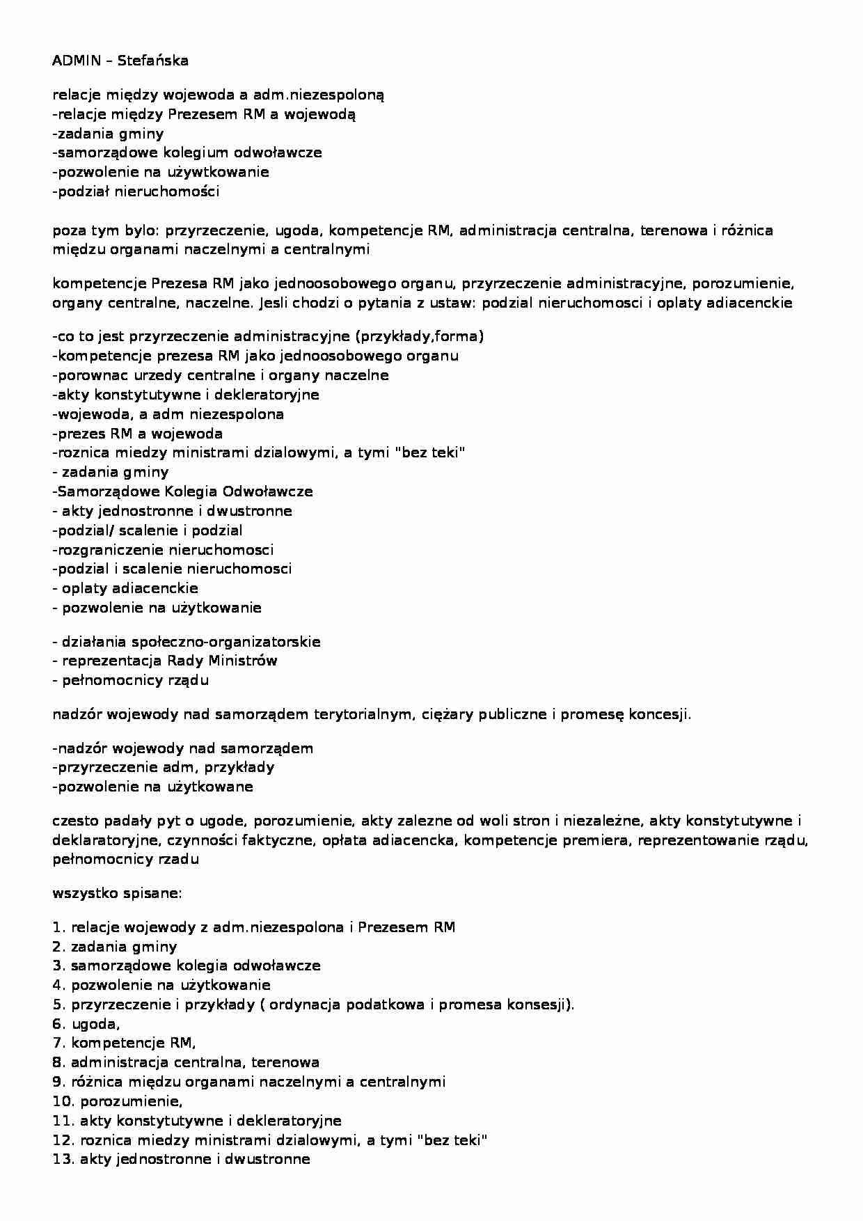 Prawo administracyjne - zagadnienia na egzamin - strona 1