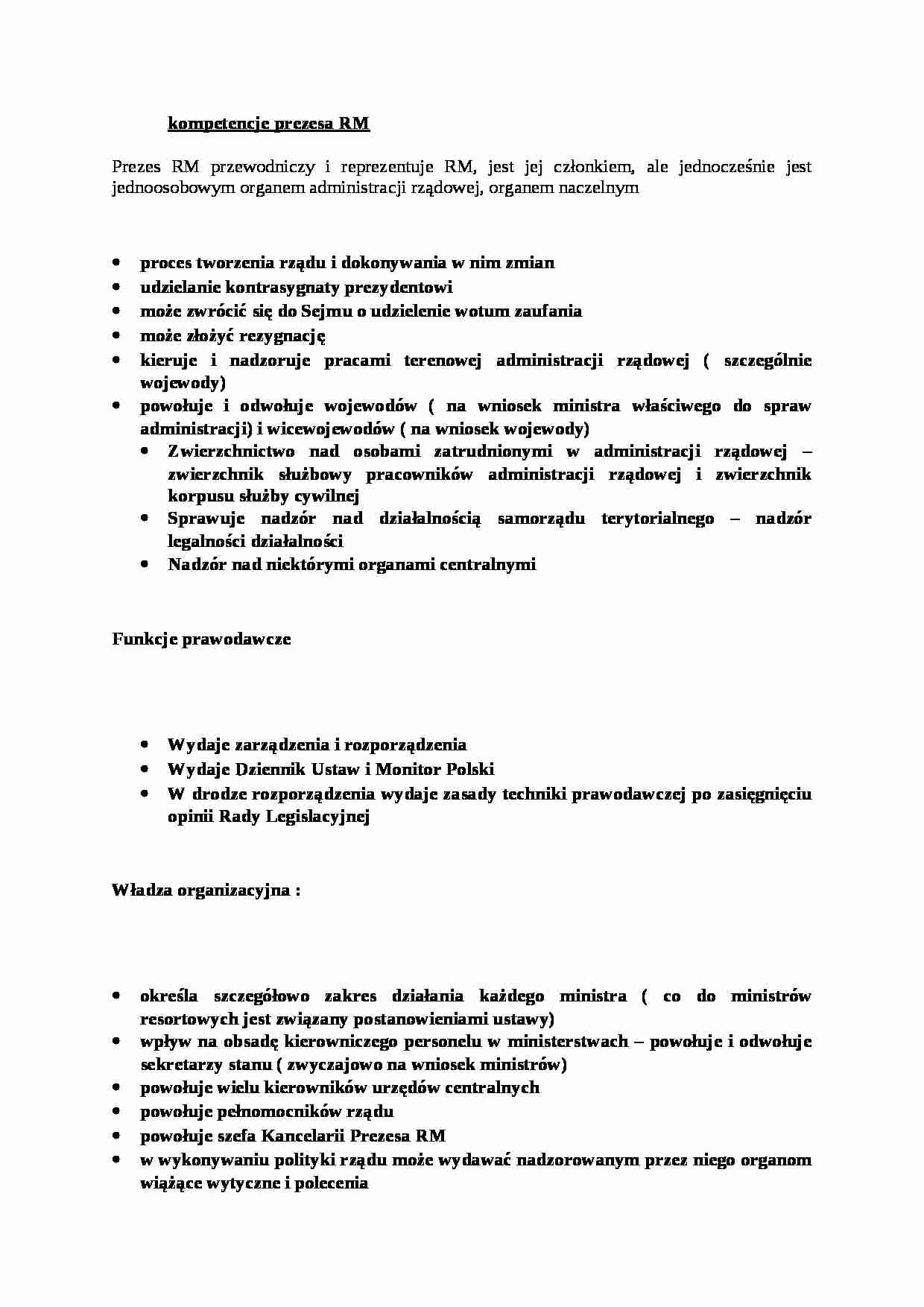 Kompetencje prezesa RM - omówienie zagadnienia  - strona 1