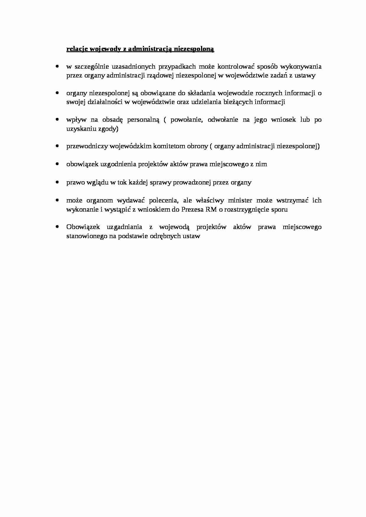 Relacje wojewody z administracją niezespoloną - strona 1