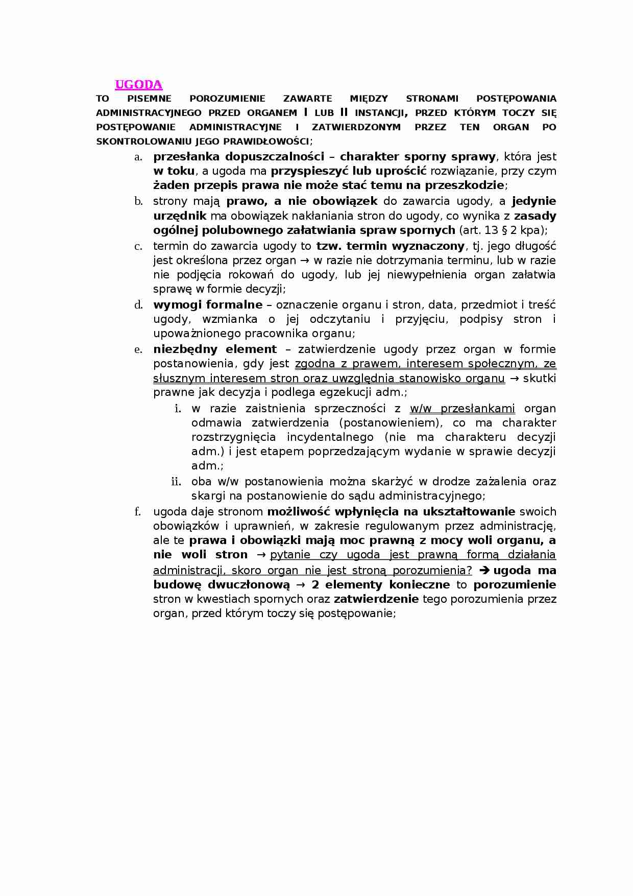 Ugoda -  omówienie zagadnienia - strona 1