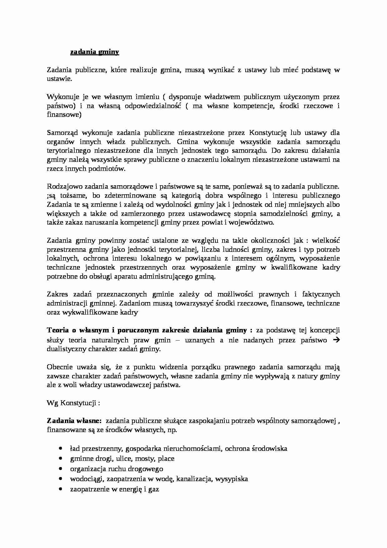 Zadania gminy -  omówienie zagadnienia - strona 1