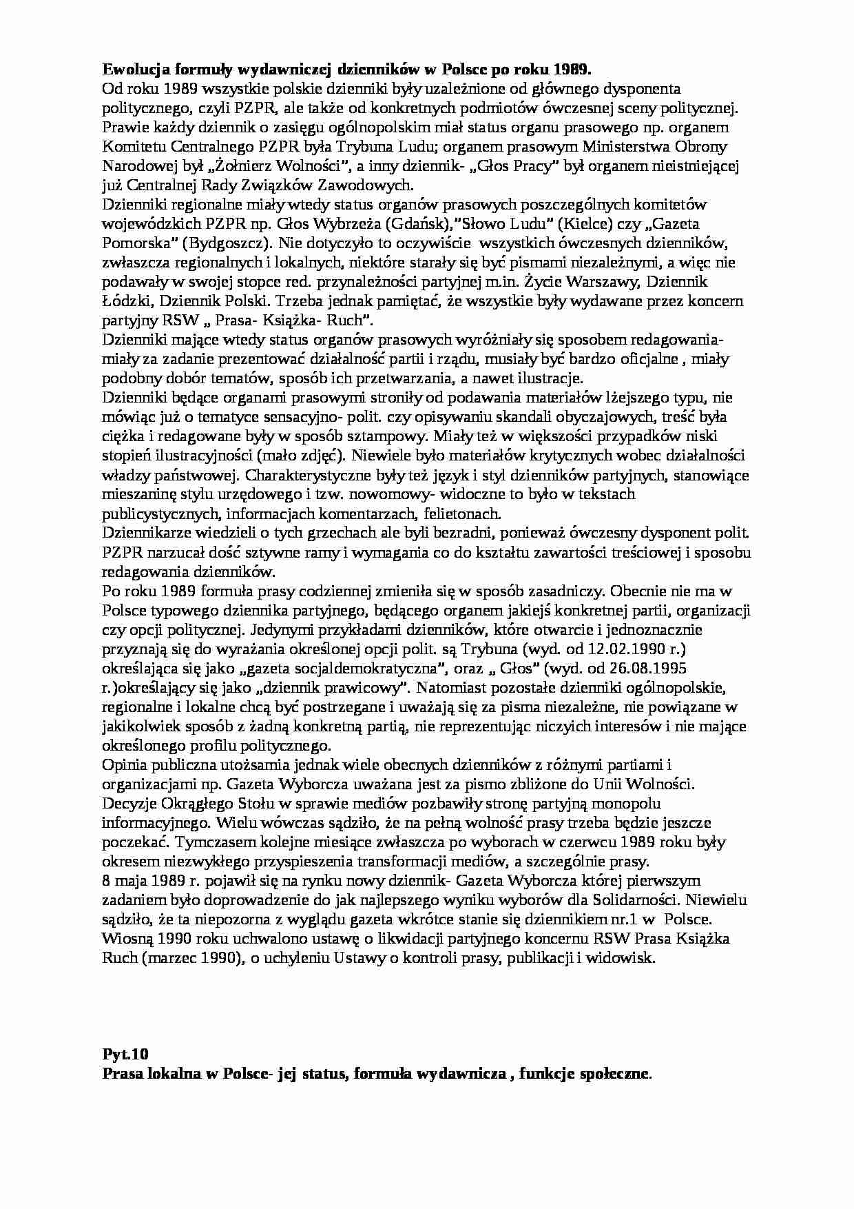 Ewolucja formuły wydawniczej dzienników  - strona 1