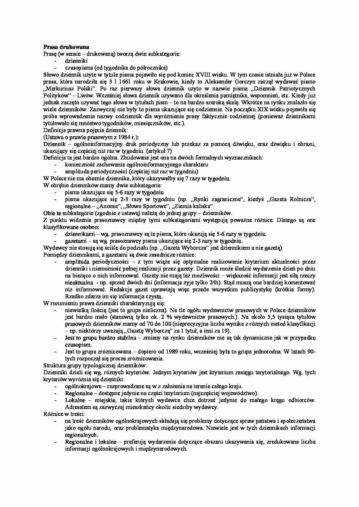 Prasa drukowana - omówienie zagadnienia - strona 1