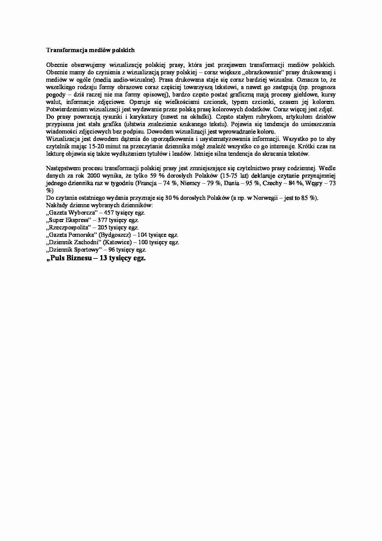 Transformacja mediów polskich - strona 1