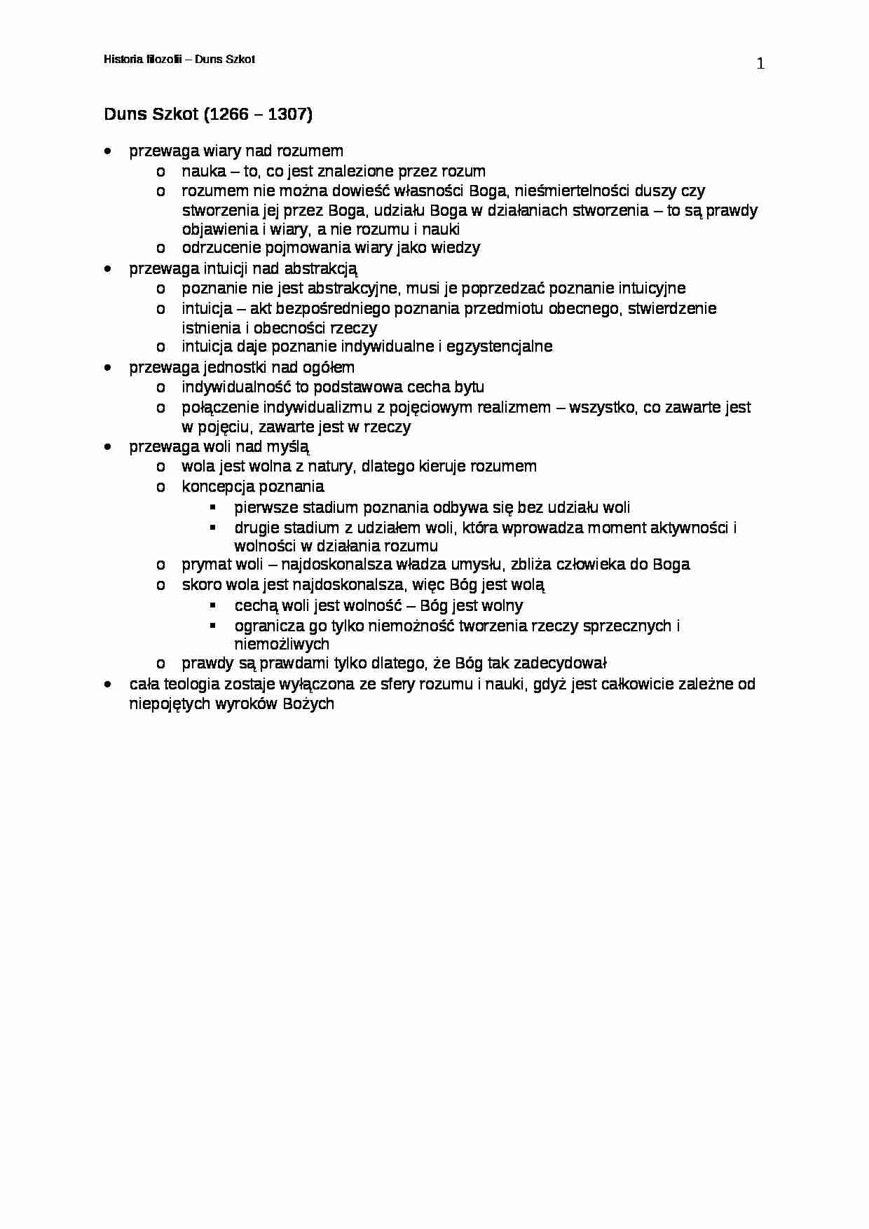 Duns Szkot - omówienie - strona 1