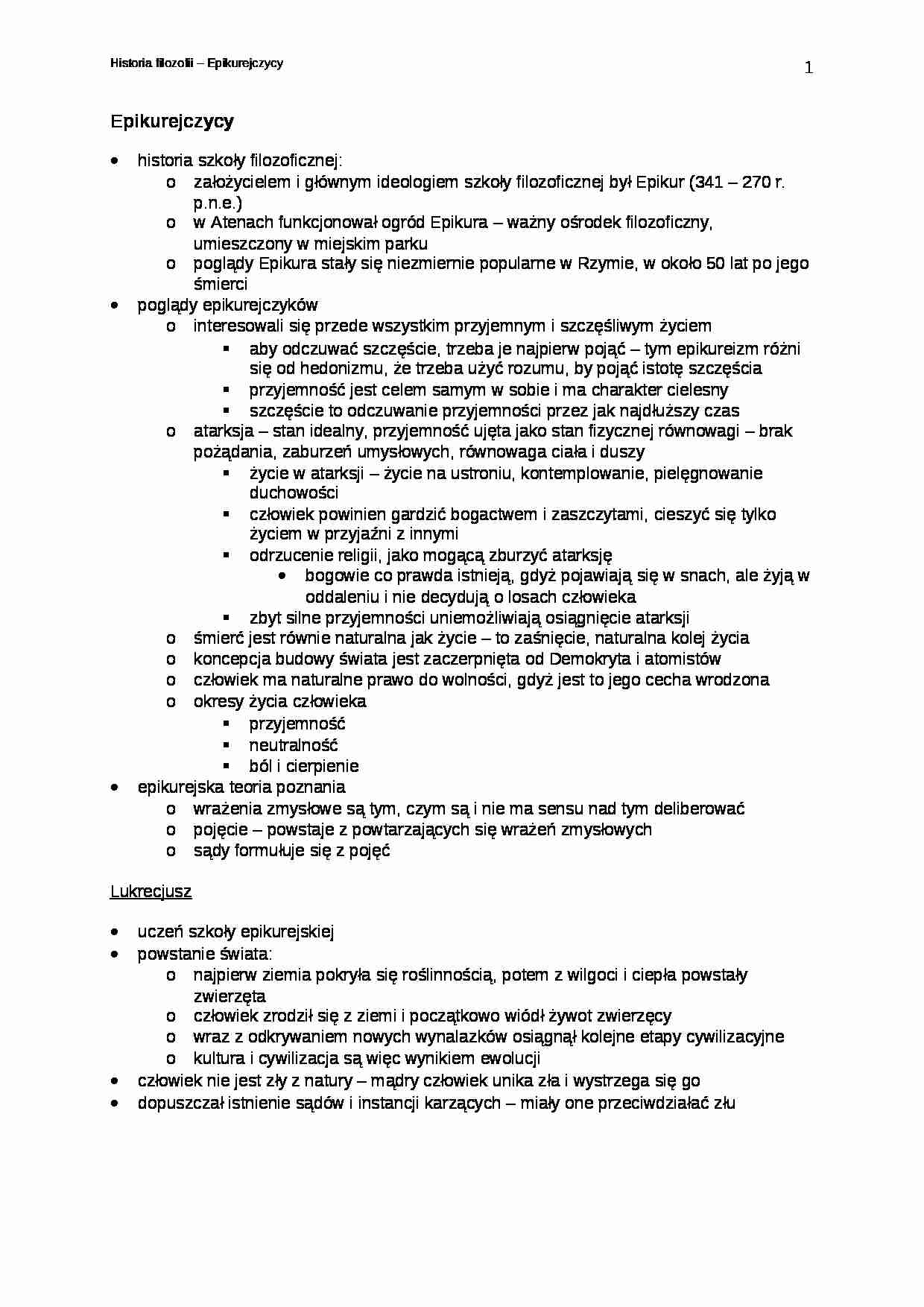 Epikurejczycy  - omówienie zagadnienia  - strona 1