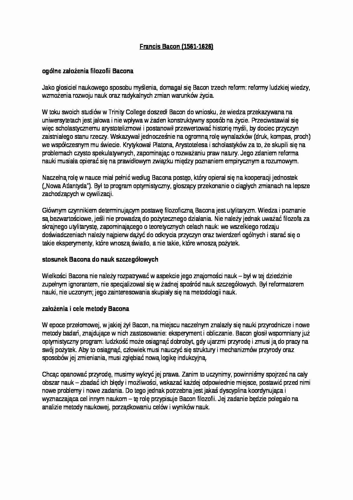 Francis Bacon - omówienie - strona 1