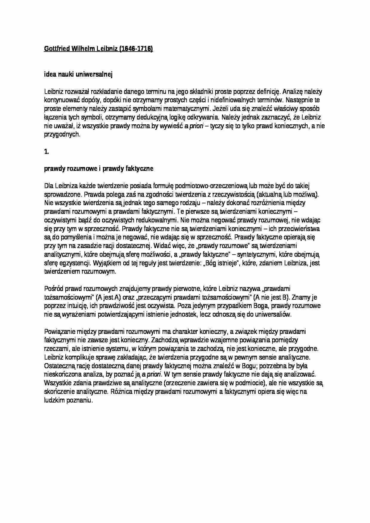 Gottfried Wilhelm Leibniz  - omówienie - strona 1