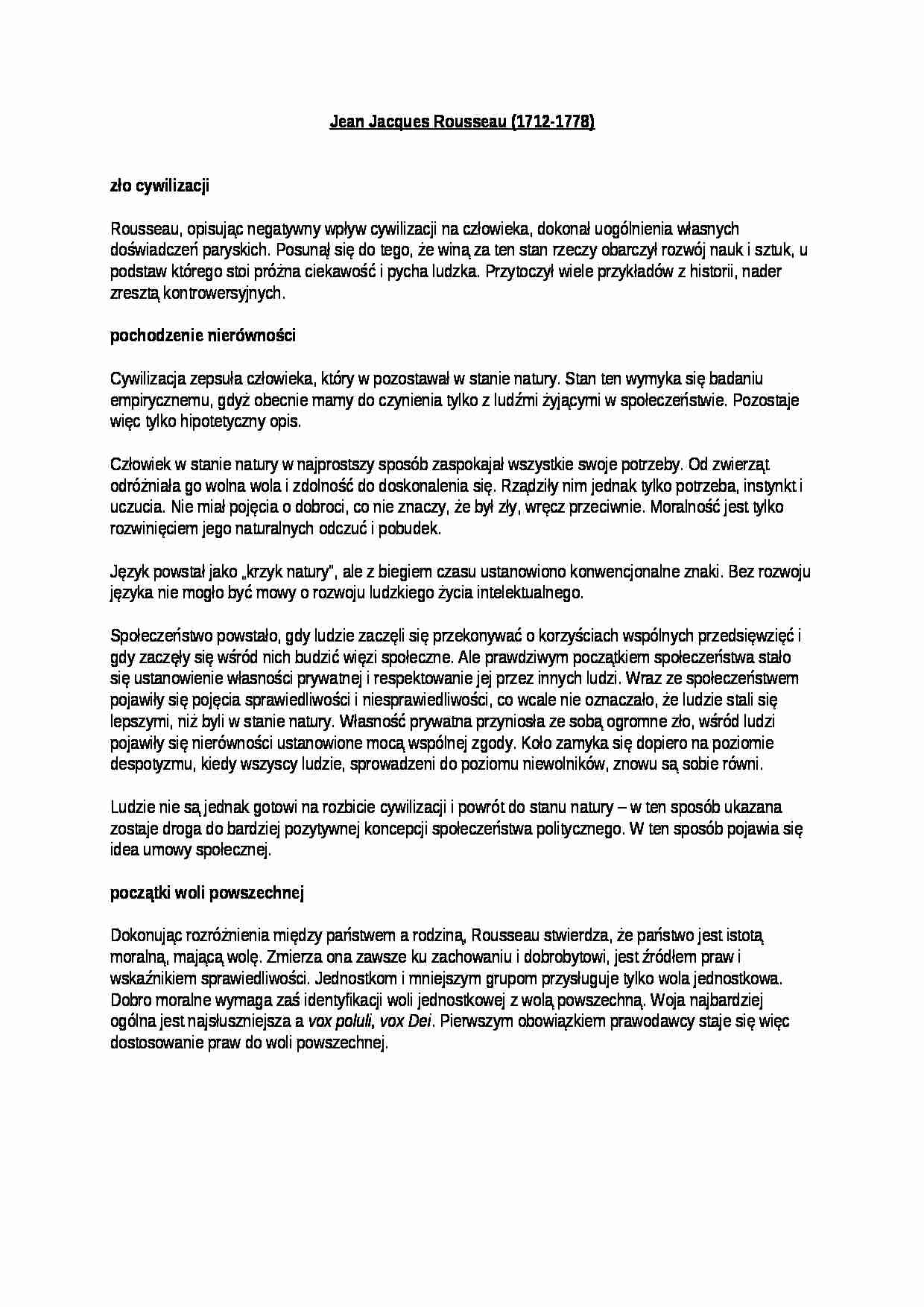 Jean Jacques Rousseau - omówienie - strona 1