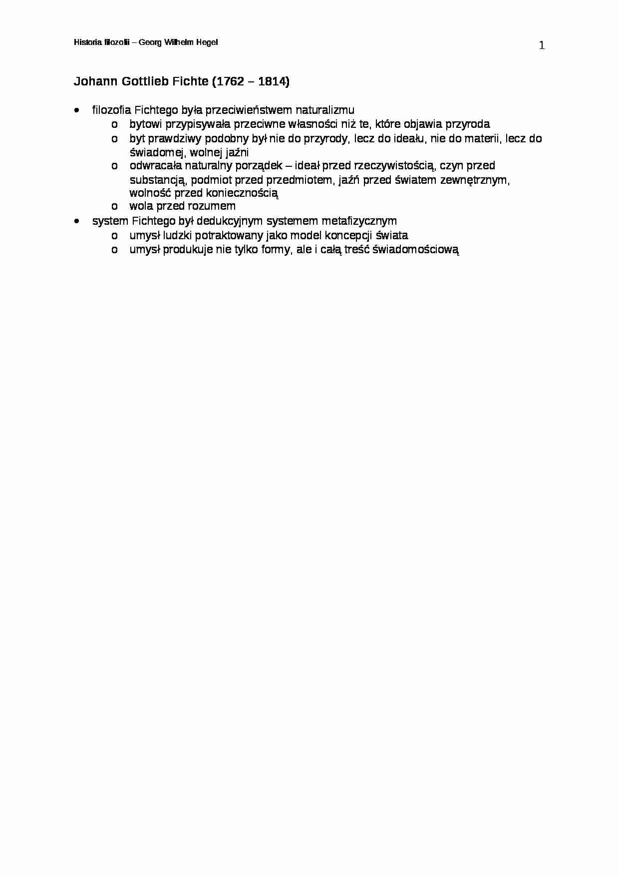 Johann Gottlieb Fichte  - omówienie - strona 1
