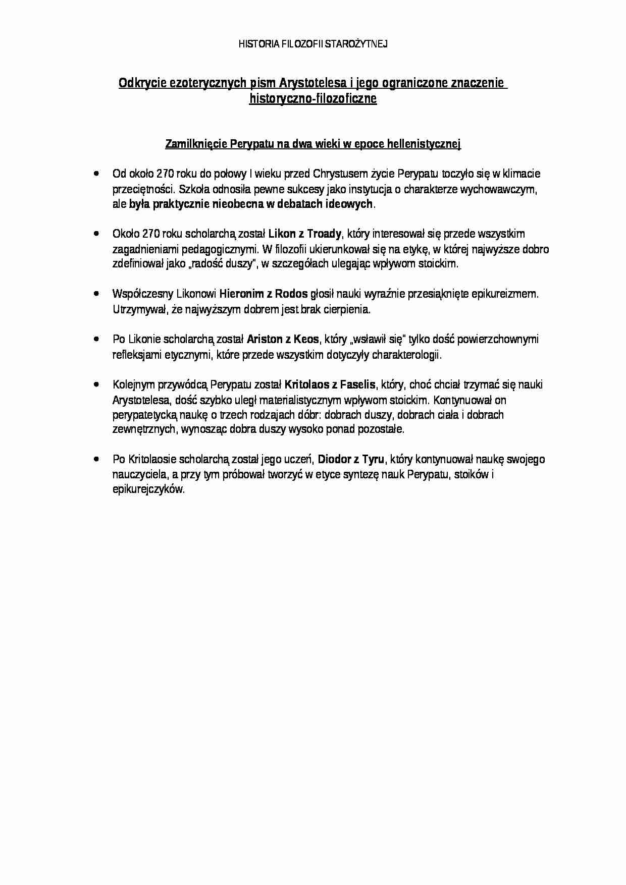 Odkrycie ezoterycznych pism Arystotelesa - strona 1