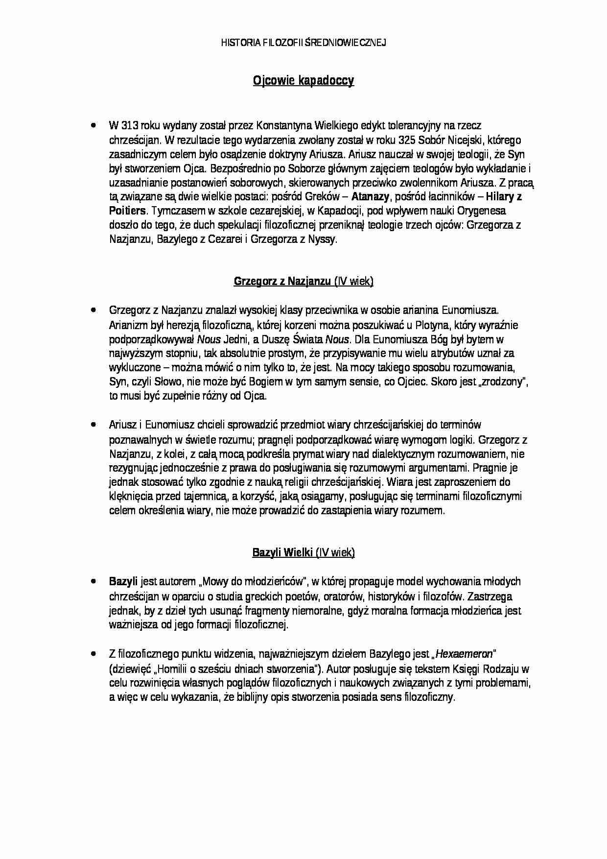 Ojcowie kapadoccy - omówienie - strona 1