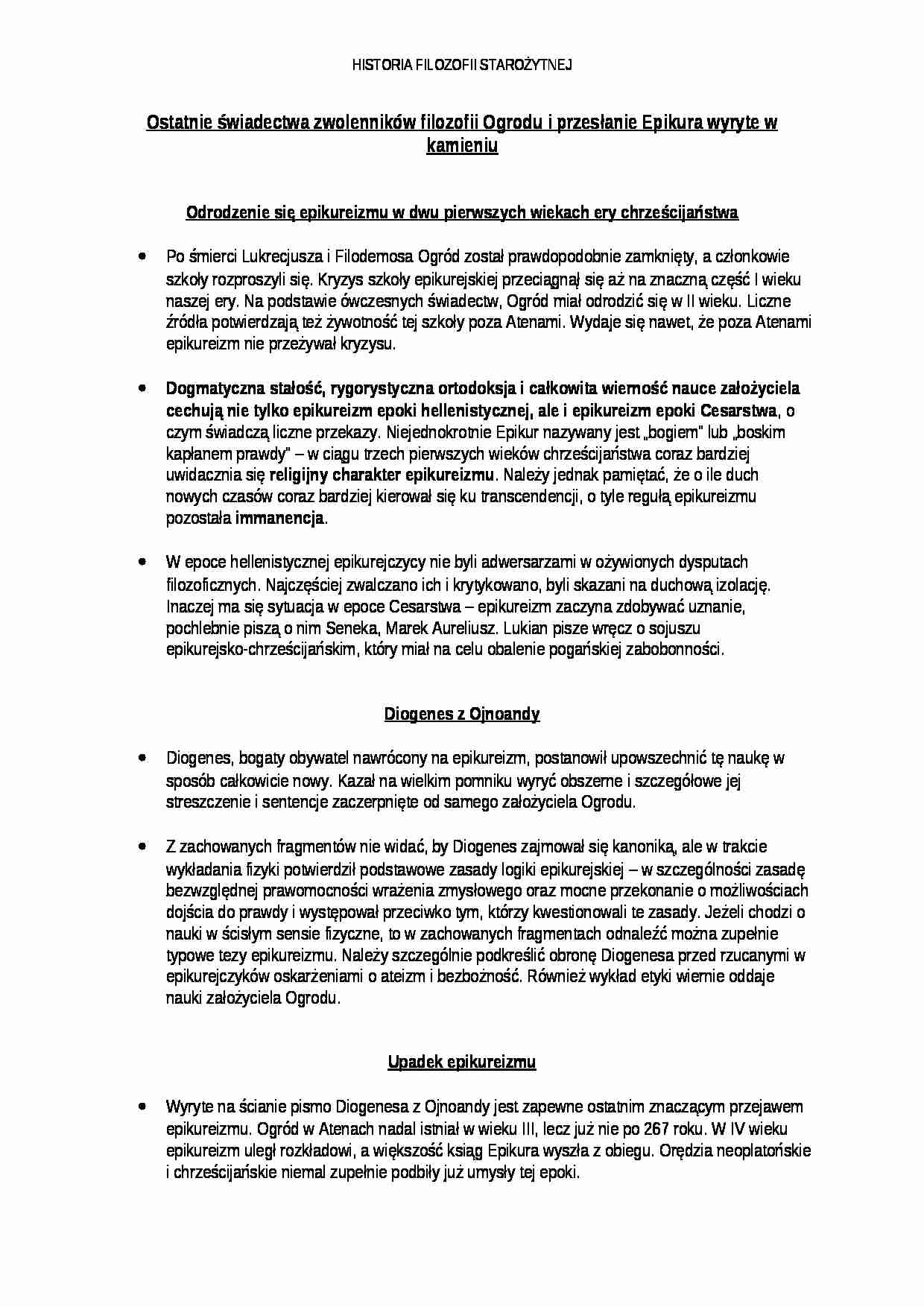 Ostatnie świadectwa zwolenników filozofii Ogrodu - strona 1
