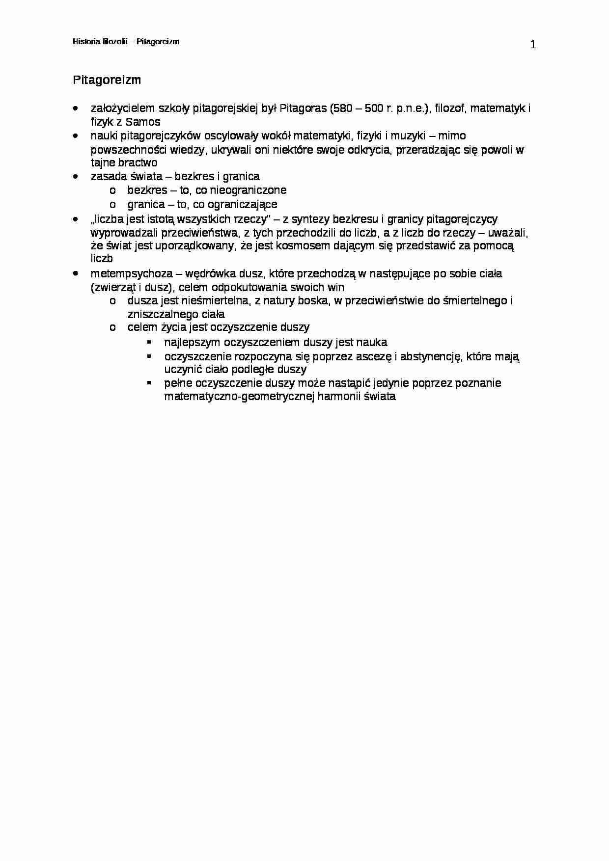 pitagoreizm  - omówienie zagadnienia - strona 1